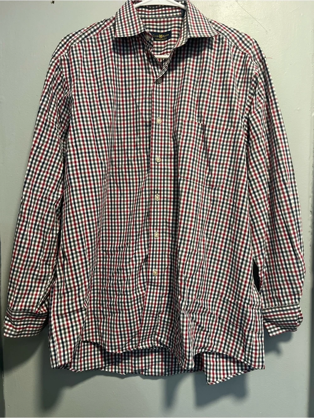 Club Room Red and Black Gingham Button-Down Shirt